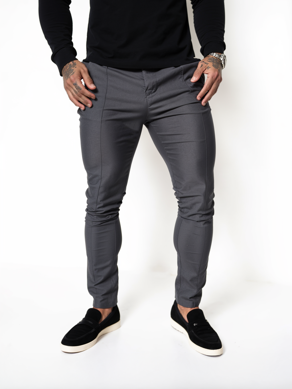 Slim fit kalhoty bez pomačkání