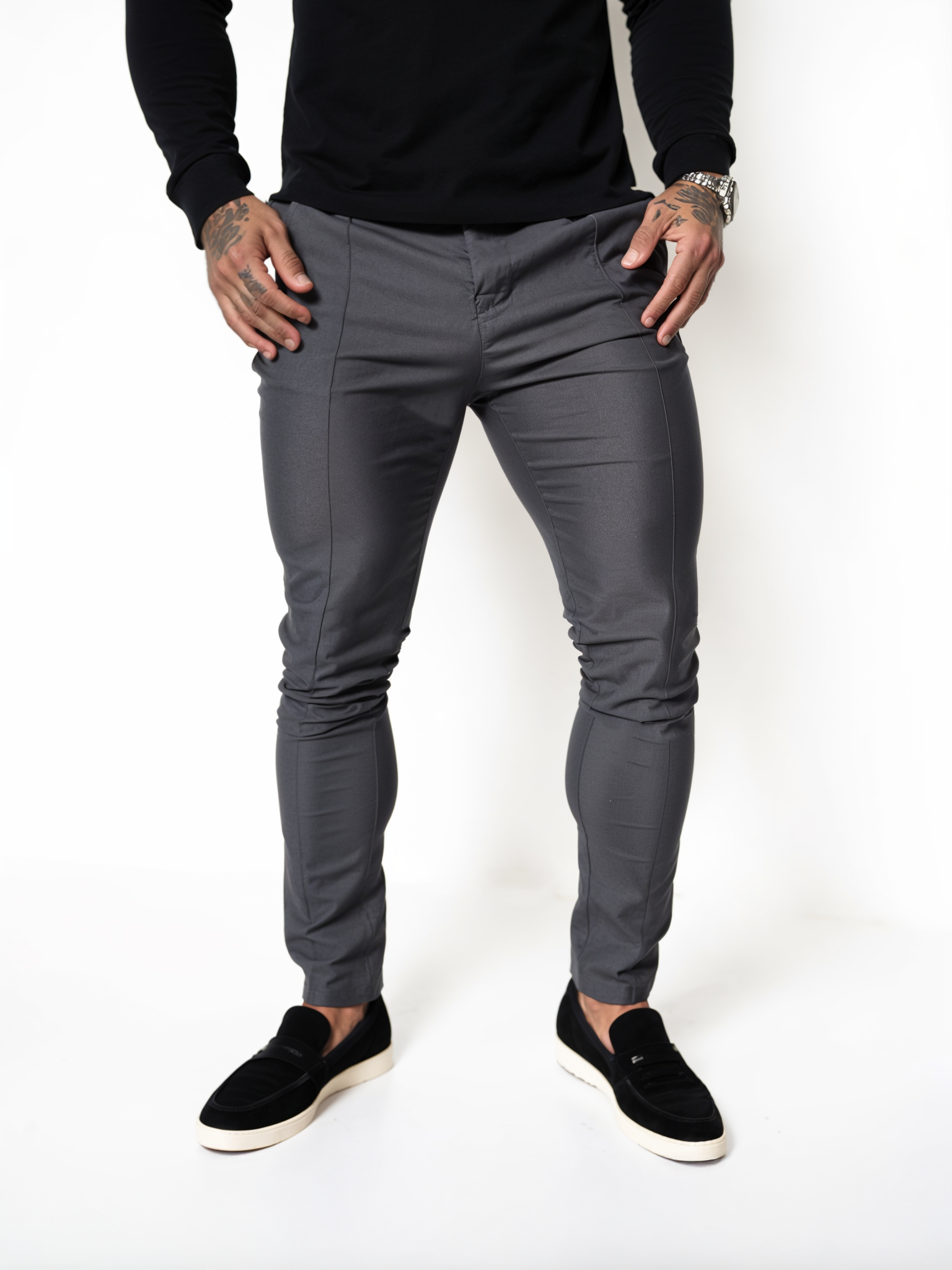 Slim fit kalhoty bez pomačkání
