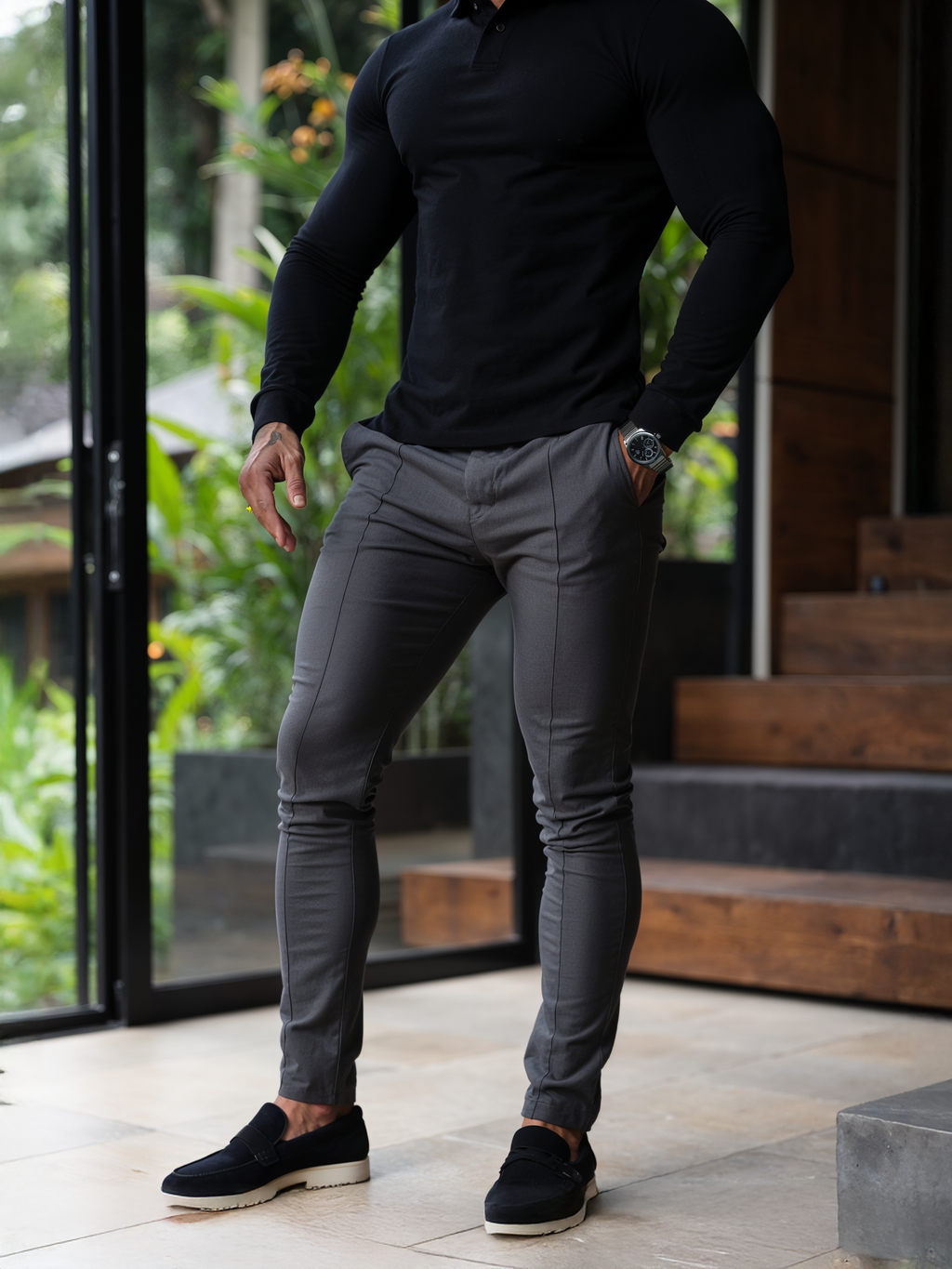Slim fit kalhoty bez pomačkání