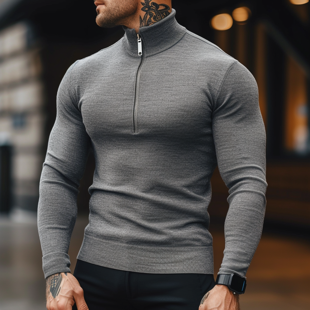 Sartoria: svetr Muscle Fit s polovičním zipem